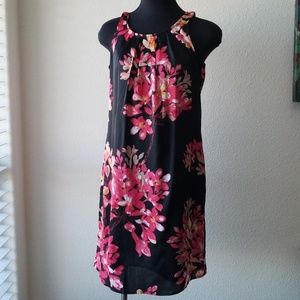 Black Floral Print Dress by Dana Buchman
